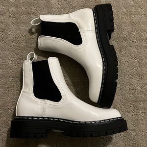 White & Black Chunky Platform Boots